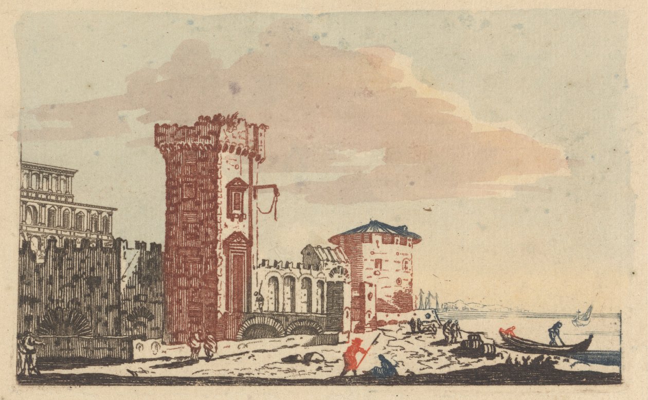 Castelos, Ruínas e Paisagens Marinhas - Gravuras a Seis Cores de Johann Teyler