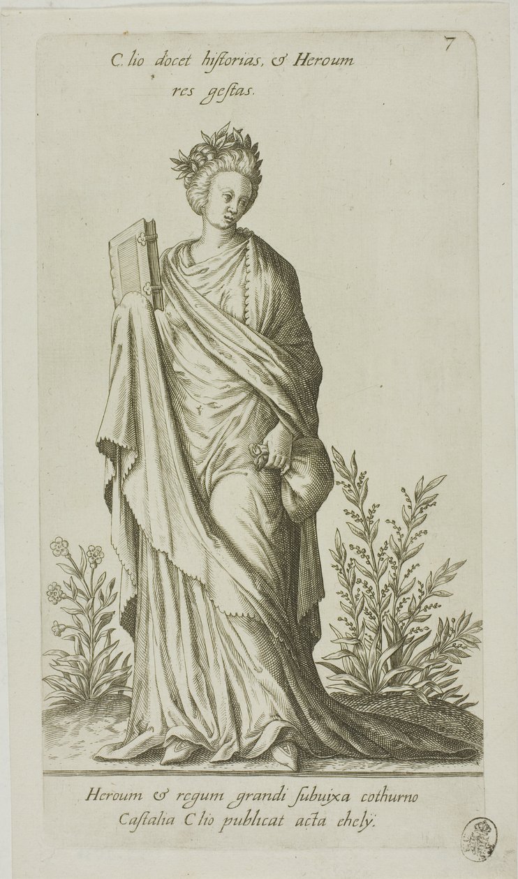 Clio, Musa da História, placa 7 de Parnassus Biceps de Johann Theodor de Bry