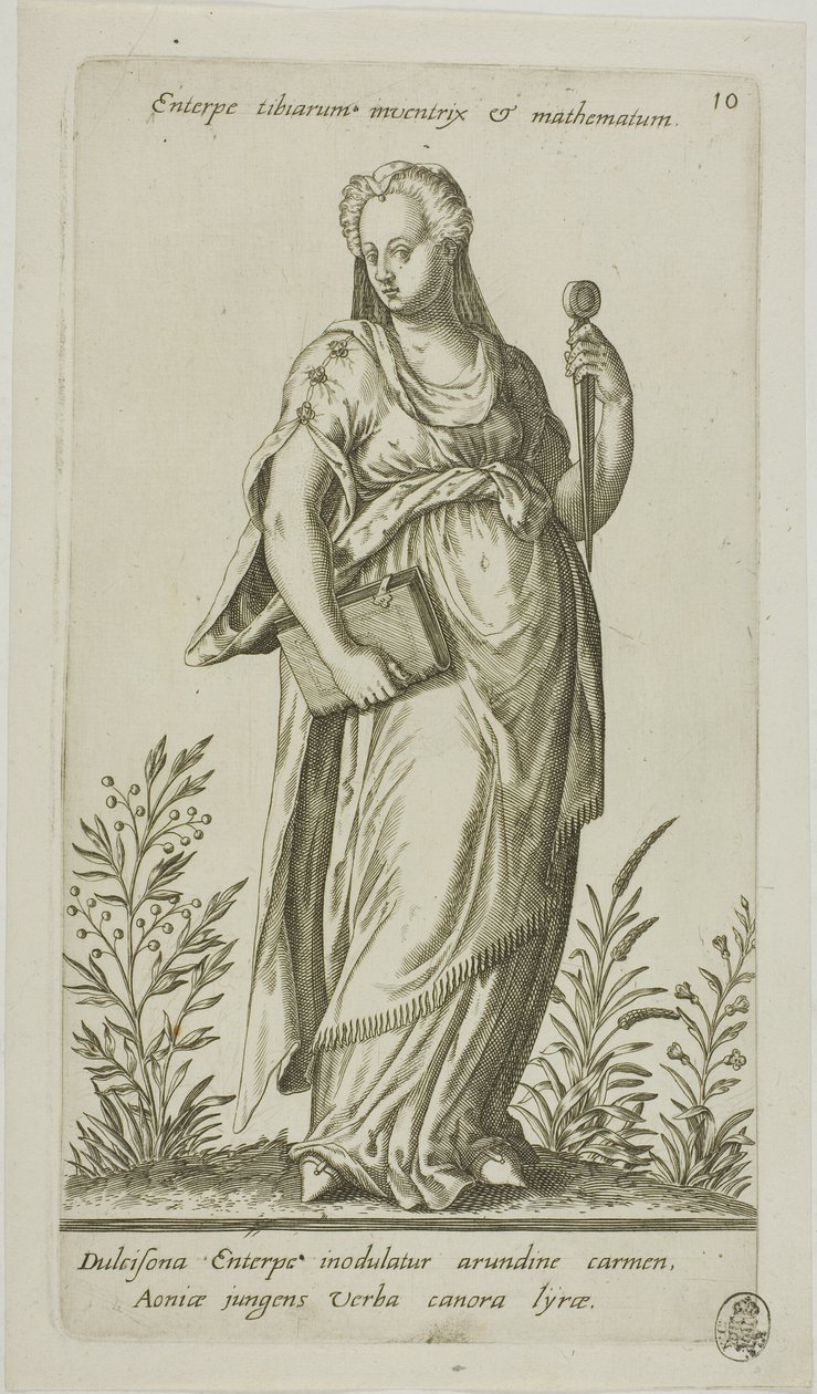 Euterpe, musa da música, prato 10 de Parnassus Biceps de Johann Theodor de Bry