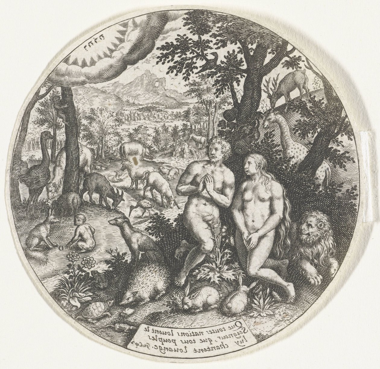 Deus fala com Adão e Eva no Paraíso de Johann Theodor de Bry