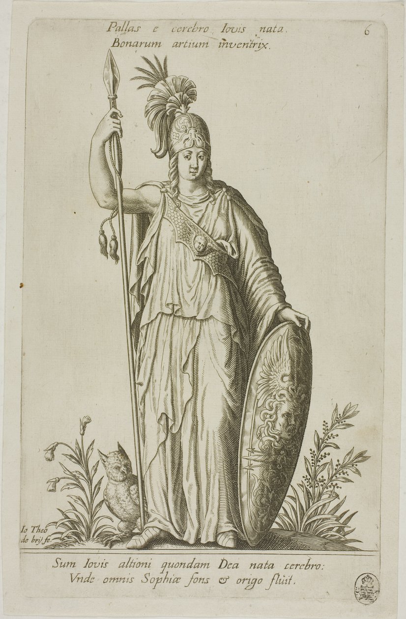 Pallas Athena, placa 6 de Parnassus Biceps de Johann Theodor de Bry