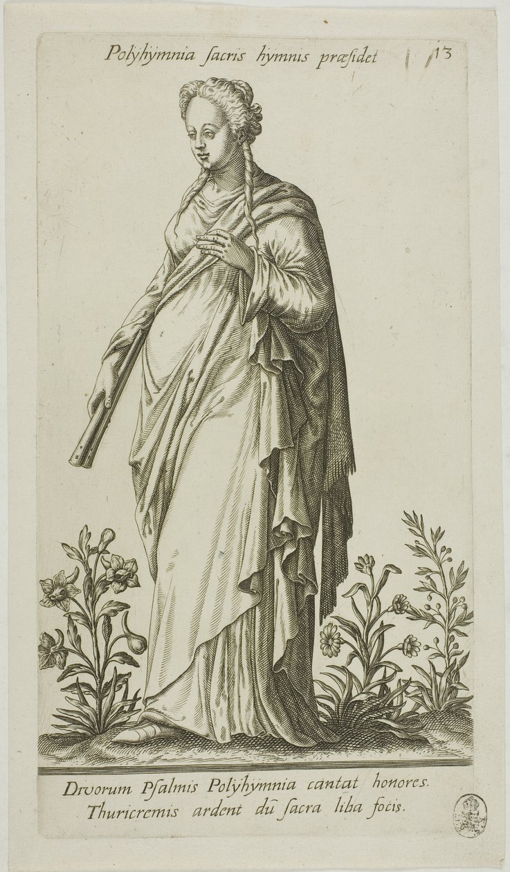 Polímnia, Musa de Hinos, placa 13 do Parnassus Biceps de Johann Theodor de Bry
