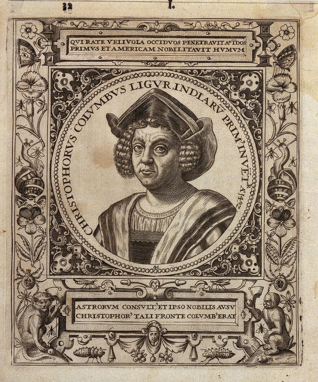 Retrato de Cristóvão Colombo de Johann Theodor de Bry