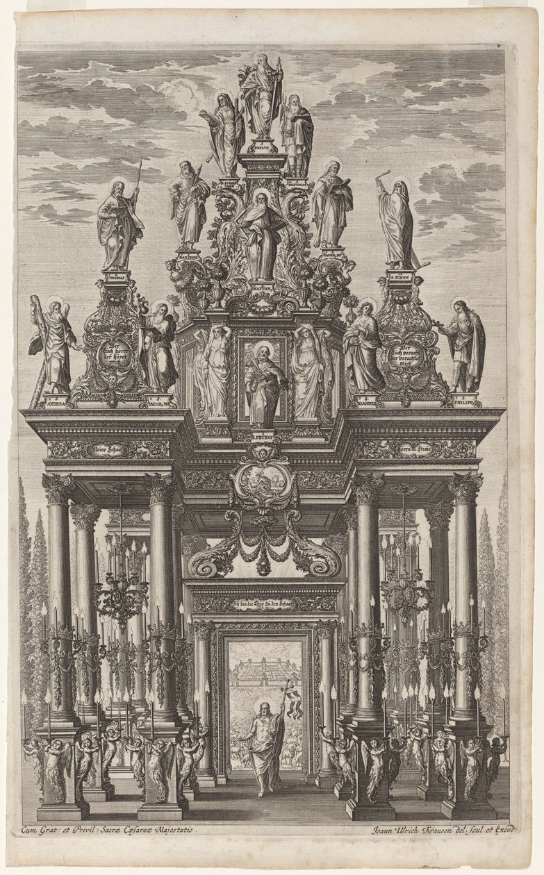Frontispício com Arco Triunfal com Cristo e os Apóstolos de Johann Ulrich Kraus