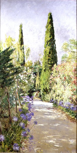 Corfu: Cypress Trees e Oleander (óleo sobre tela) de Johann Viktor Krämer