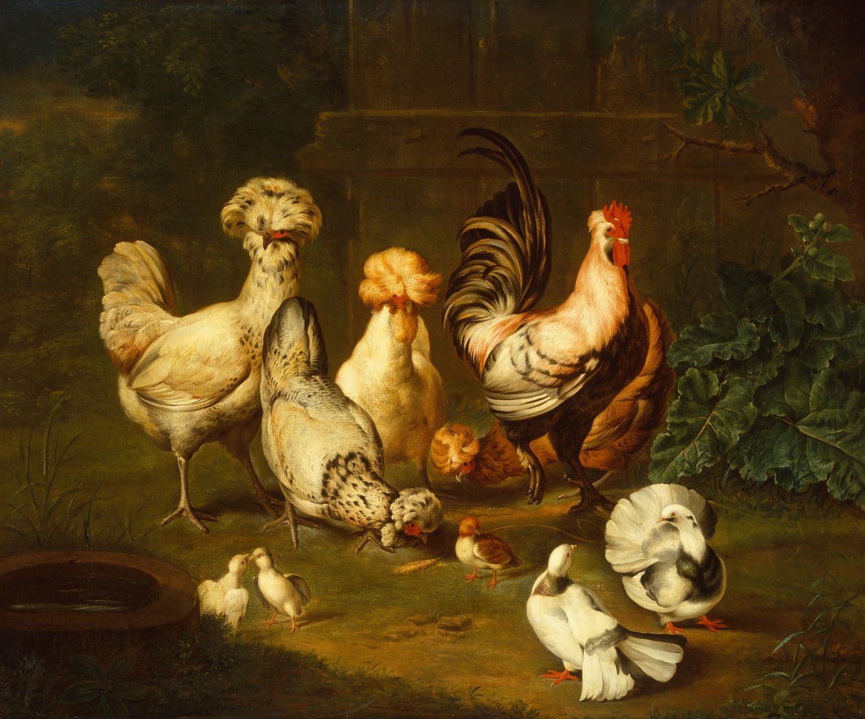 Aves de capoeira numa Paisagem (petróleo) de Johann Wenzel Peter