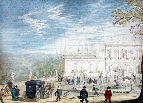 A View of the Villa Ludovisi (guache no papel) de Johann Wilhelm Baur