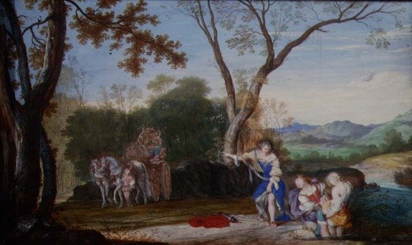 O Rapto de Rinaldo (guache em velino colocado no painel) de Johann Wilhelm Baur