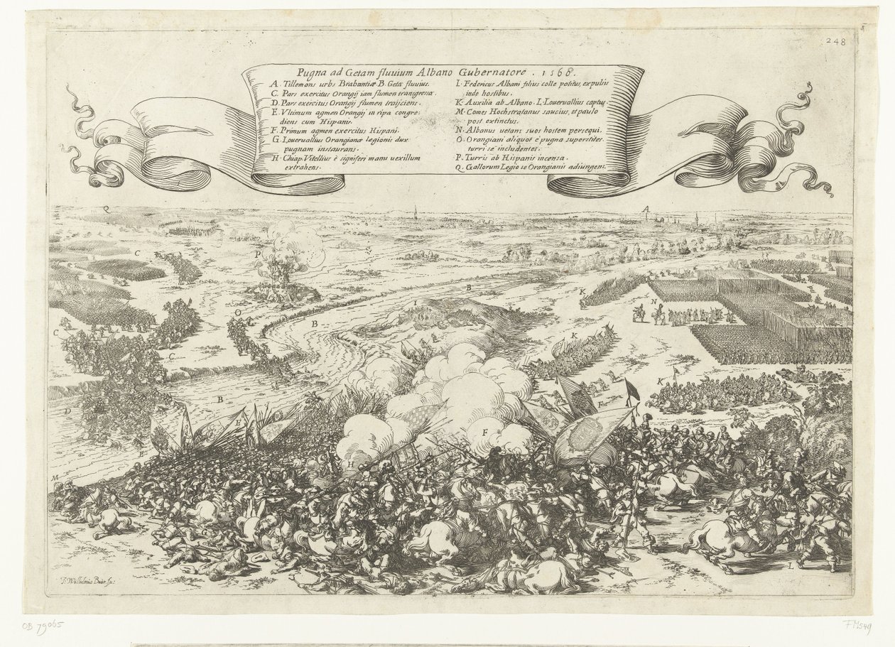 Veldslag aan de rivier de Gete, 1568 Batalha do rio Geta com o governador albanês. 1568 (título no objeto) de Johann Wilhelm Baur