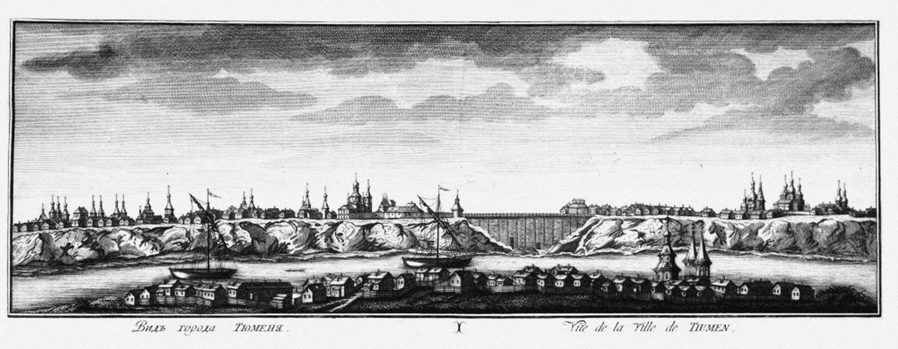 Vista de Tyumen, ca 1735 de Johann Wilhelm Lürsenius