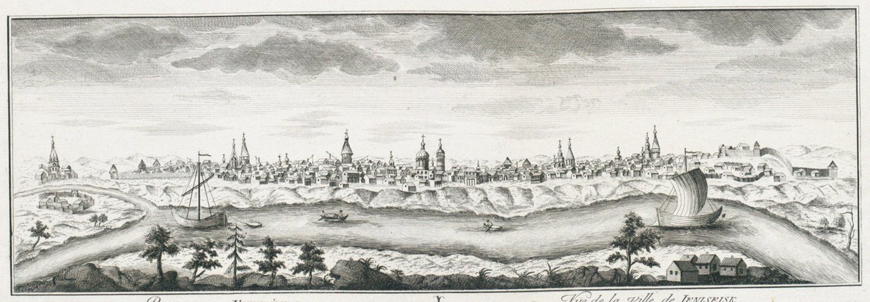 Vista de Yeniseysk, ca 1735 de Johann Wilhelm Lürsenius