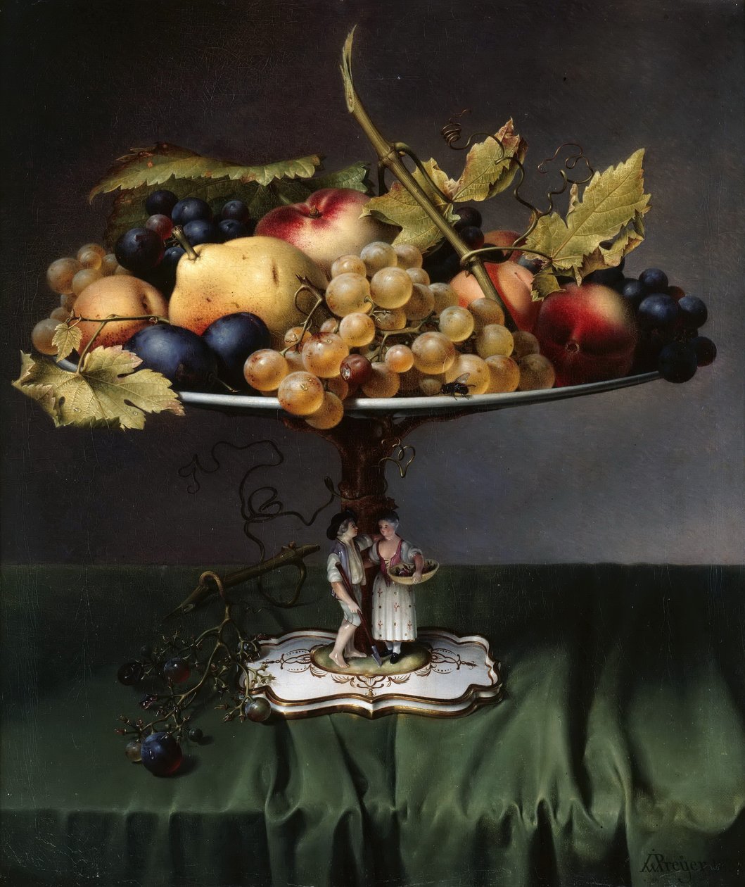 Frutas em um prato de porcelana de Johann Wilhelm Preyer