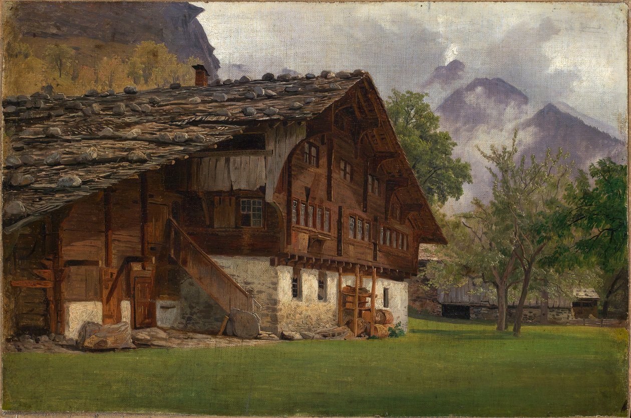 Casa de campo nos Alpes de Johann Wilhelm Schirmer