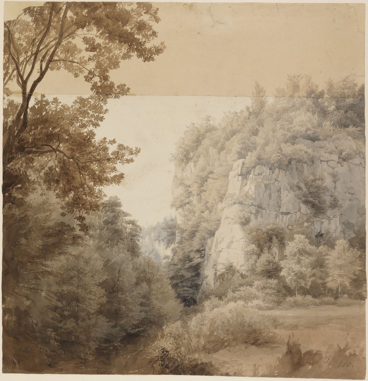 O Rabenstein no vale de Neander, perto de Düsseldorf de Johann Wilhelm Schirmer
