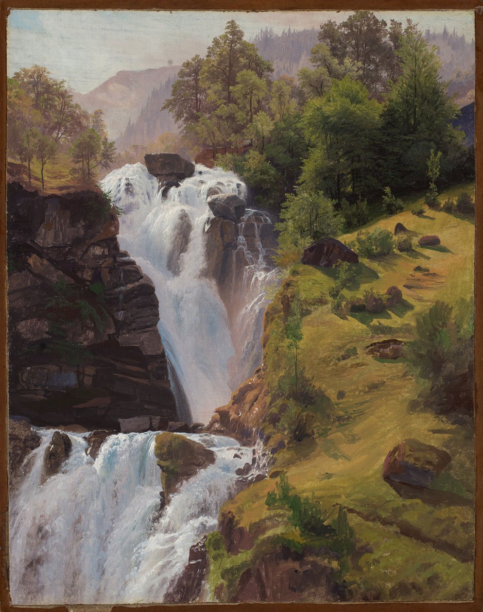 As cataratas de Reichenbach perto de Meiringen de Johann Wilhelm Schirmer