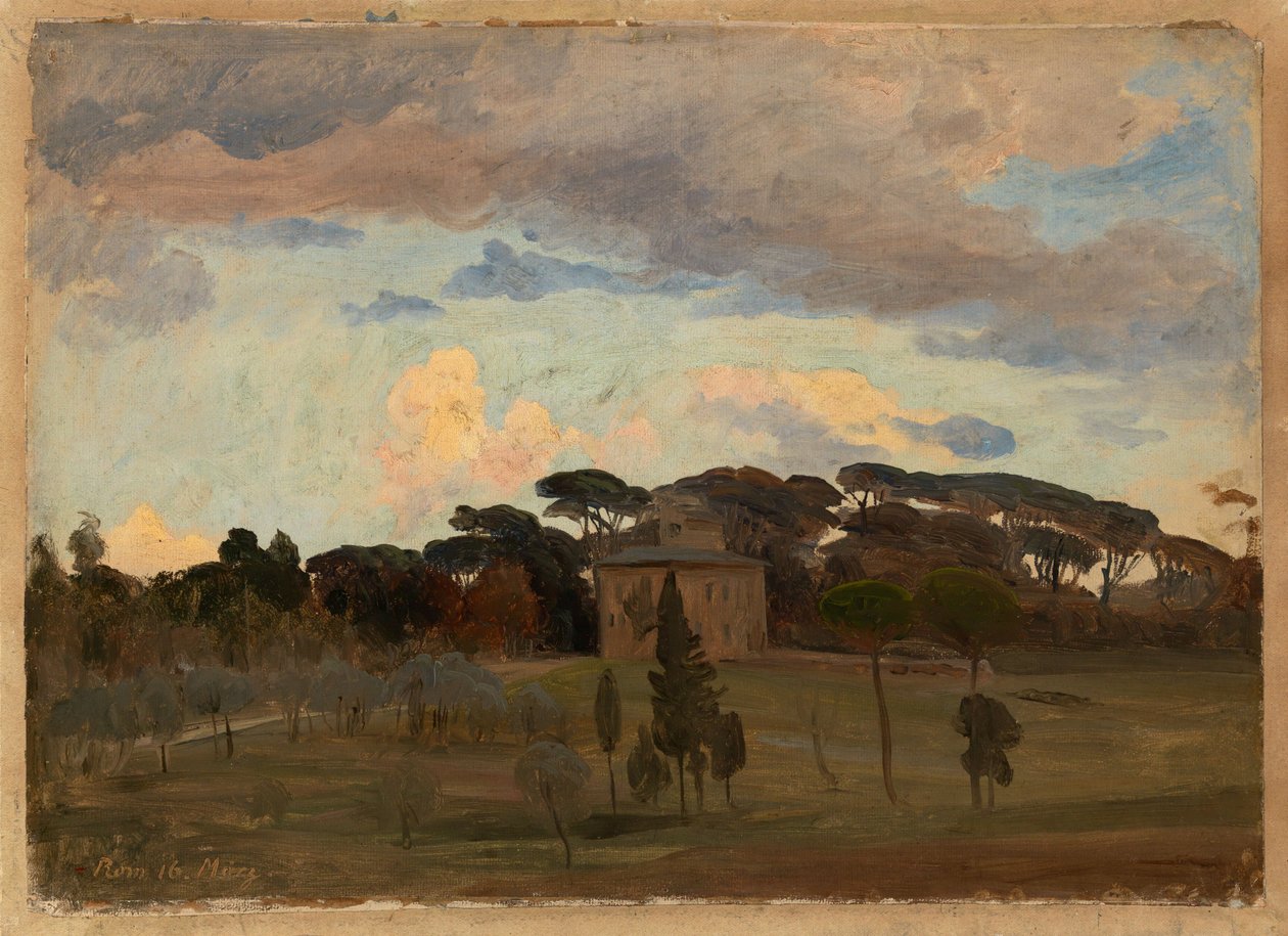 A «Casina di Raffaello» no parque da Villa Borghese de Johann Wilhelm Schirmer