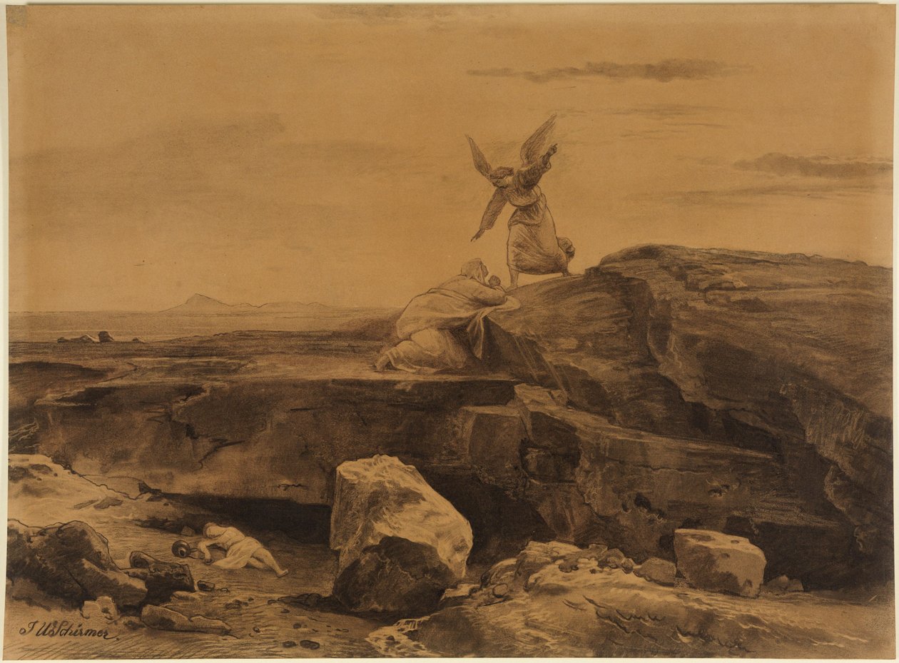 O salvamento de Agar (Génesis 21, 17) de Johann Wilhelm Schirmer