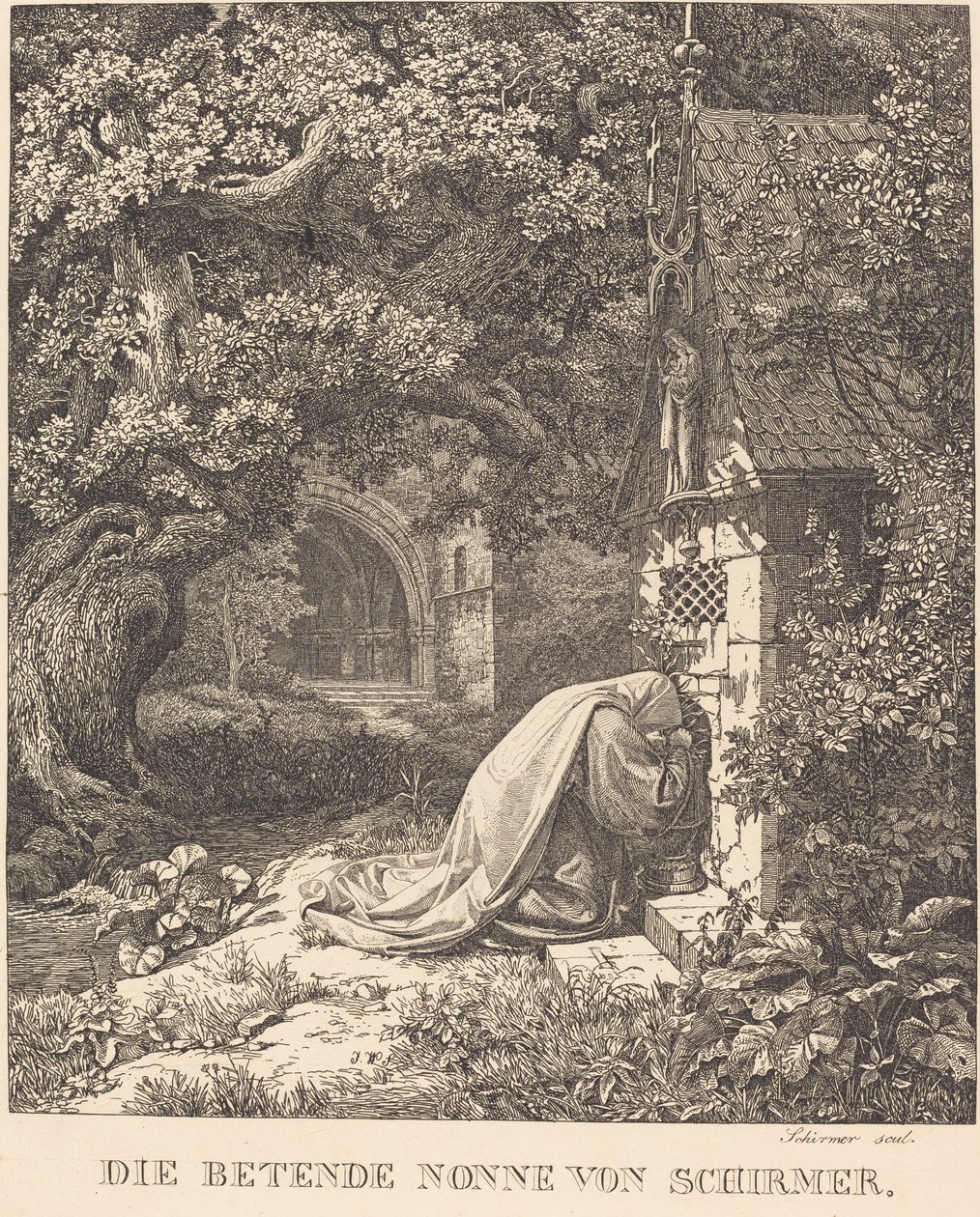 A freira orando de Johann Wilhelm Schirmer