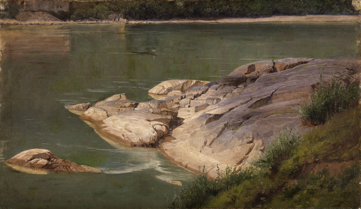 Margem rochosa de rio de Johann Wilhelm Schirmer