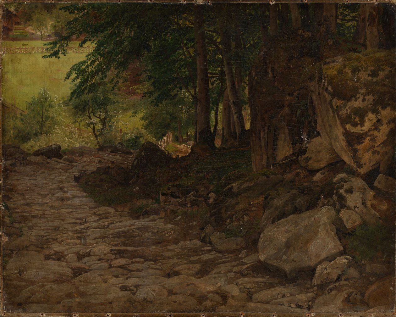 Trilho rochoso na Suíça de Johann Wilhelm Schirmer