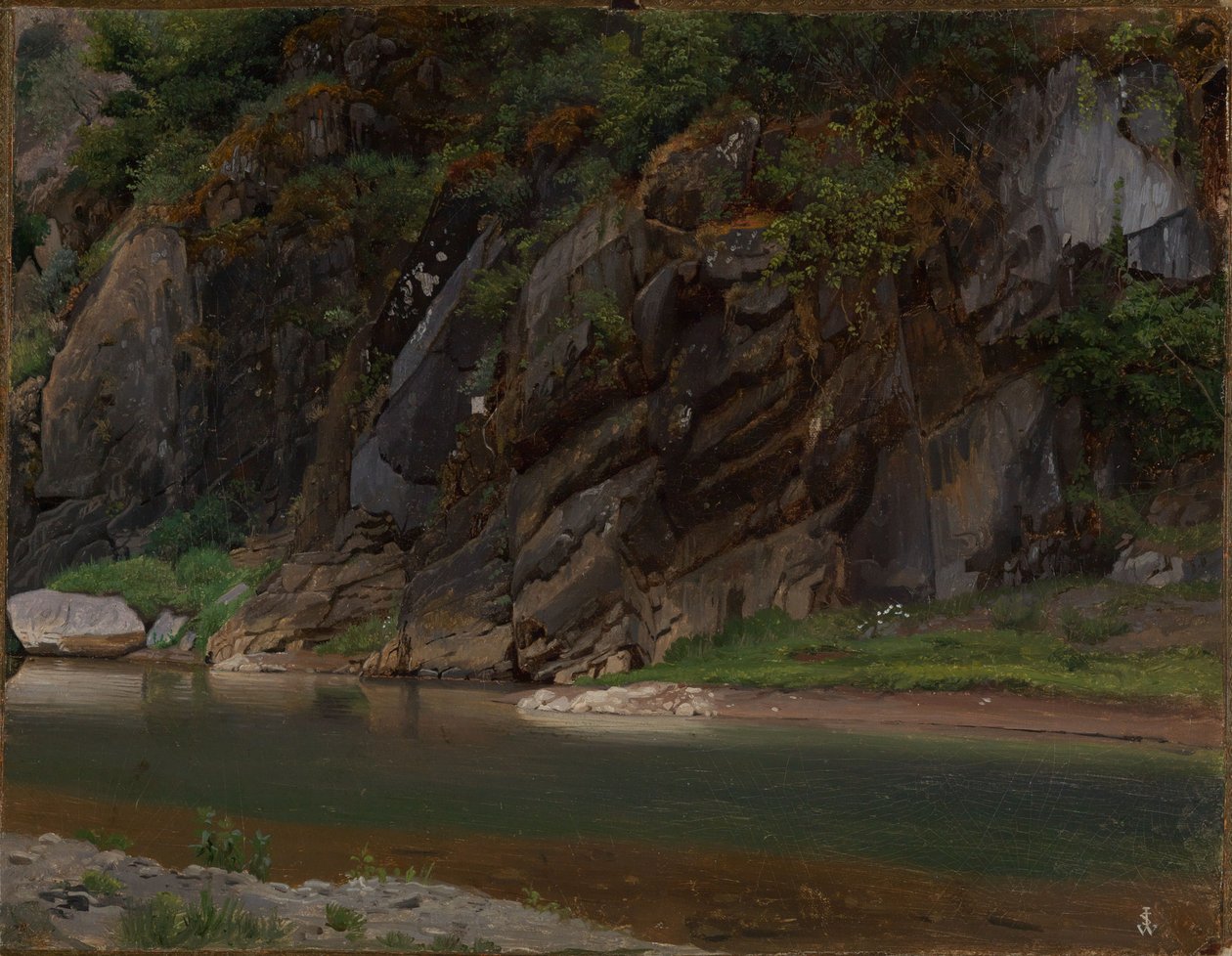 Rio com margens rochosas de Johann Wilhelm Schirmer