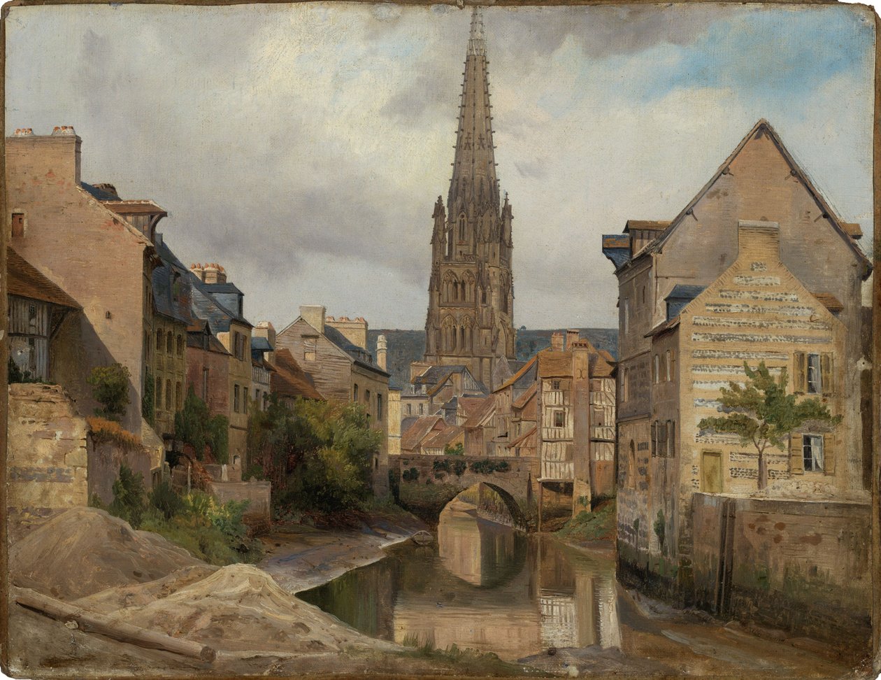 Harfleur, perto de Le Havre (vista para Saint Martin) de Johann Wilhelm Schirmer