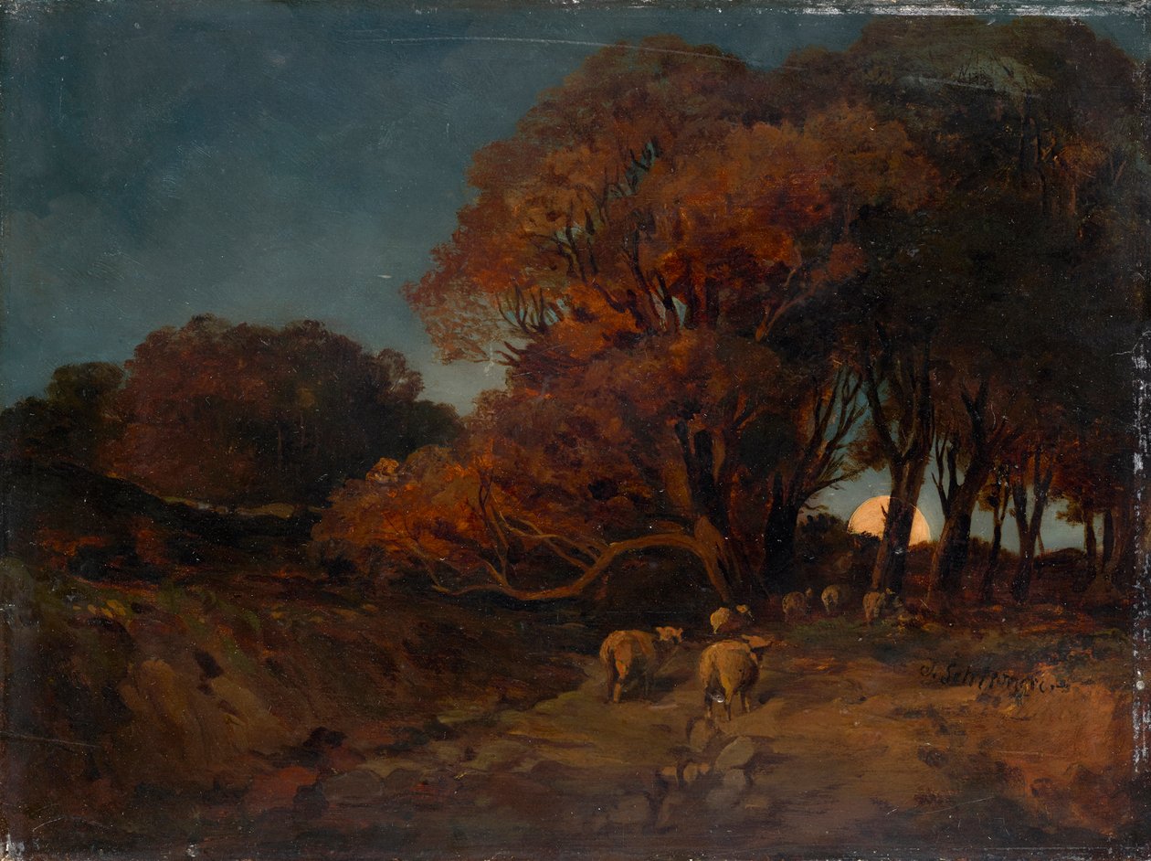 Floresta de outono ao luar de Johann Wilhelm Schirmer