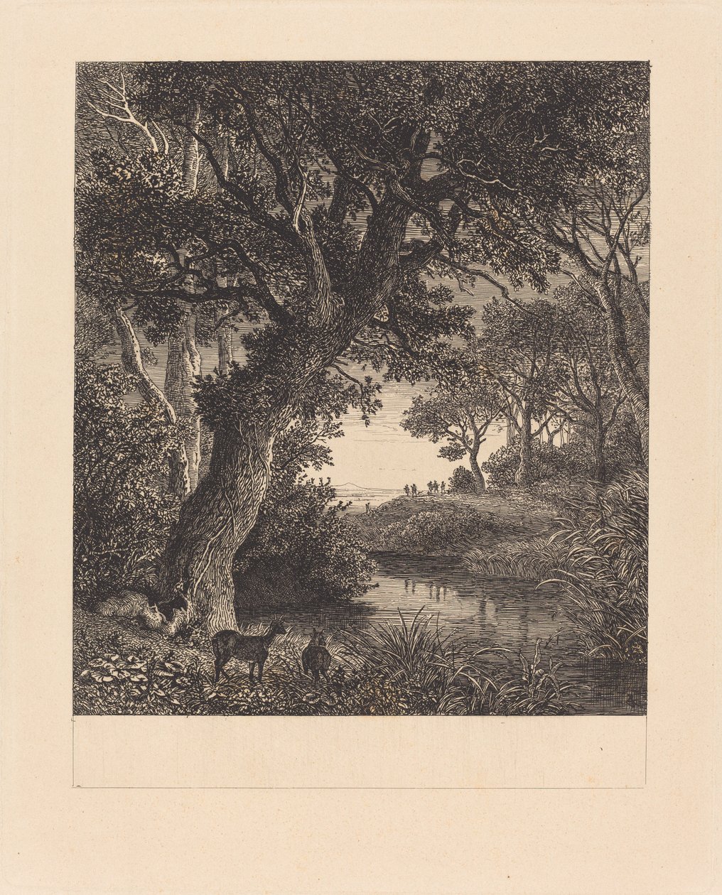 Caçadores saindo de uma floresta de Johann Wilhelm Schirmer