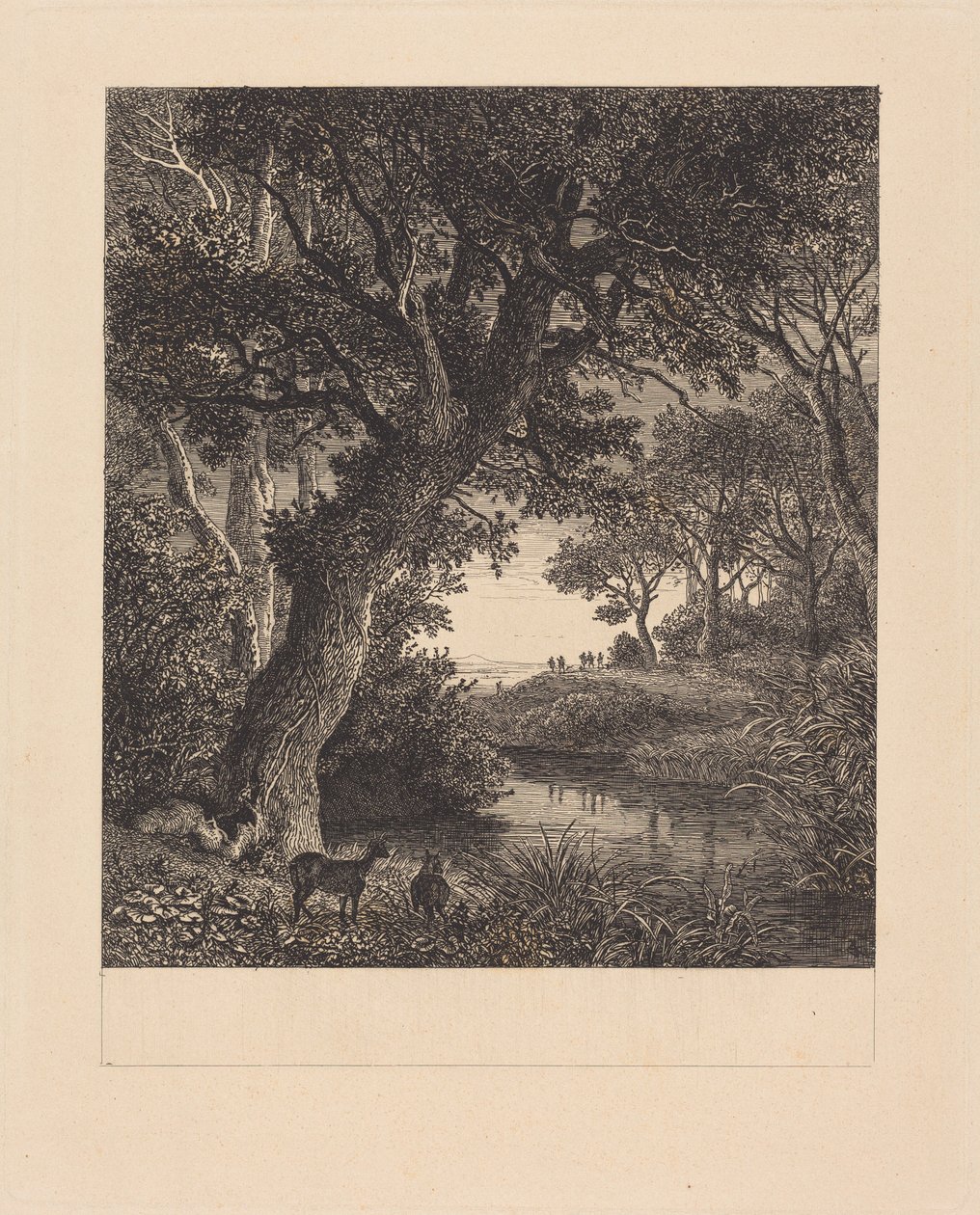 Caçadores a sair de uma floresta de Johann Wilhelm Schirmer