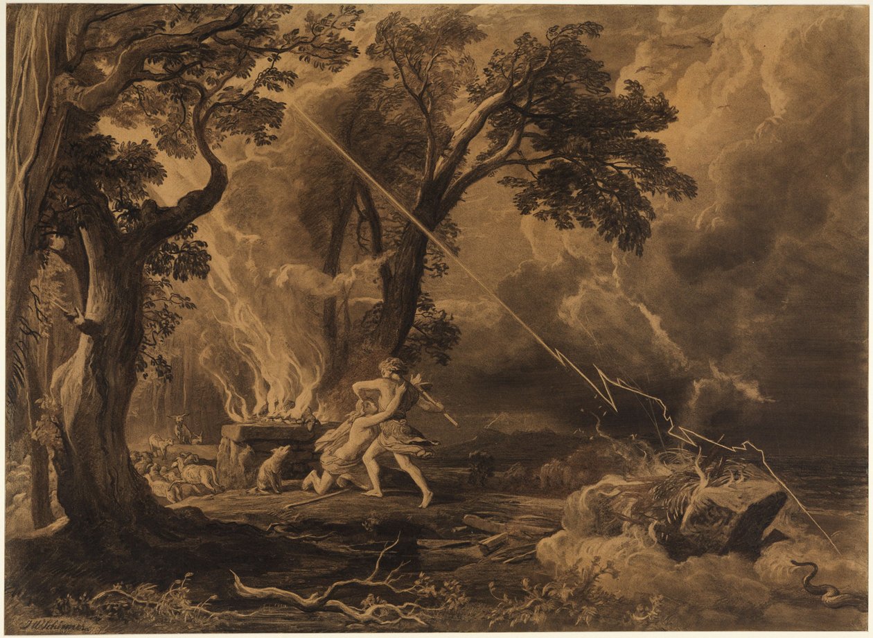 Caim mata Abel (Génesis 4, 8) de Johann Wilhelm Schirmer