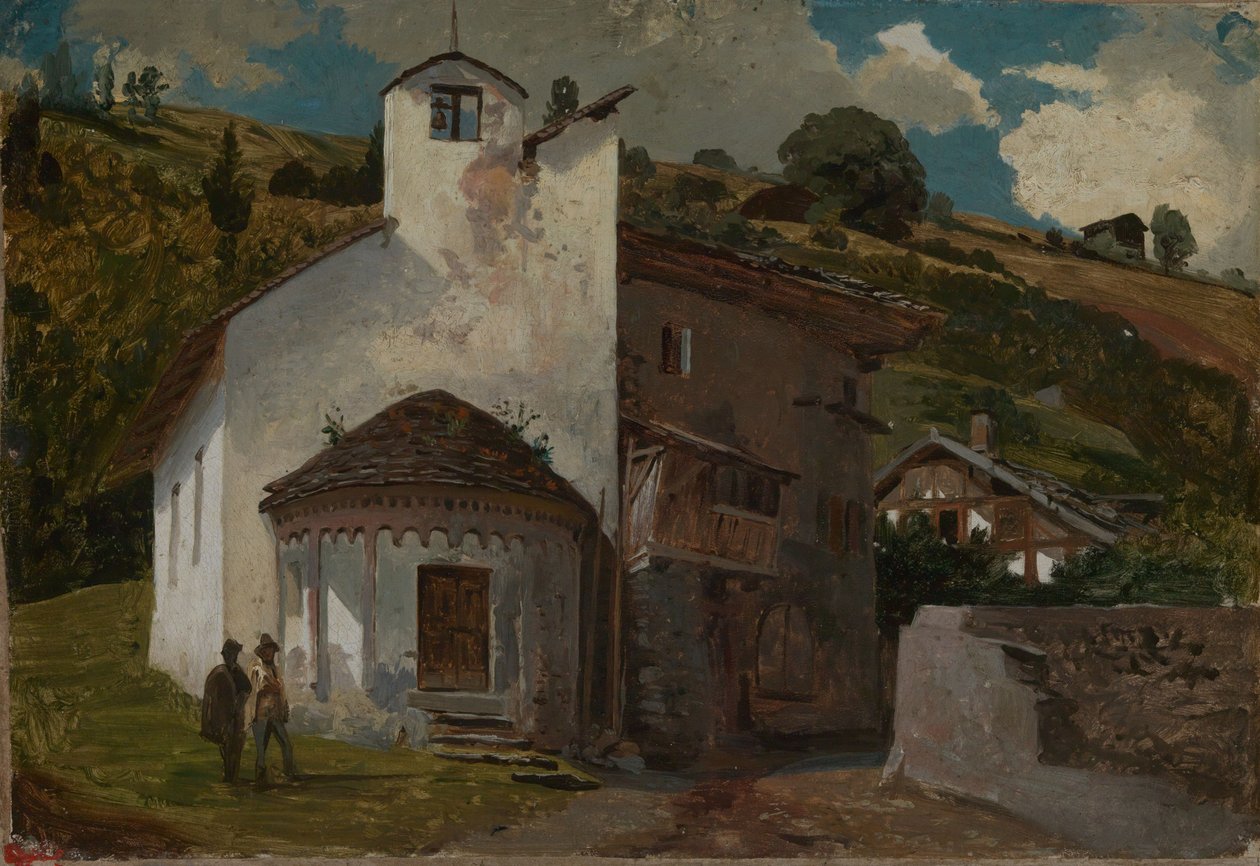 Capela numa aldeia alpina de Johann Wilhelm Schirmer