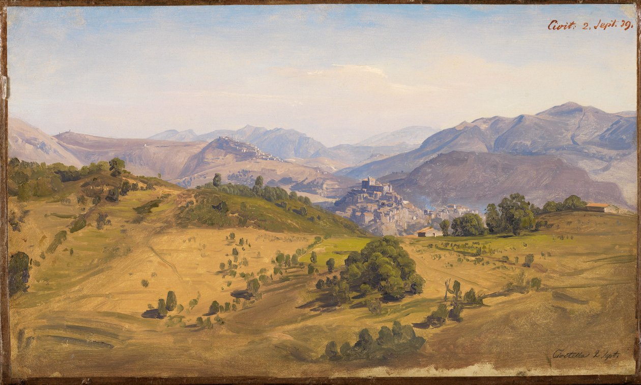 Paisagem nos arredores de Civitella, com vista para norte, em direção à Rocca Canterano de Johann Wilhelm Schirmer