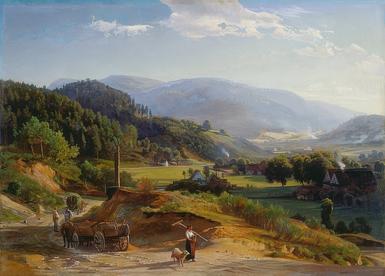 Paisagem com ferraria. 1855-56 de Johann Wilhelm Schirmer