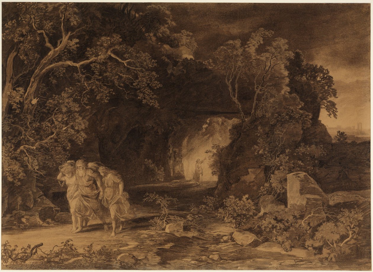A fuga de Lot (Génesis 19, 24-26) de Johann Wilhelm Schirmer