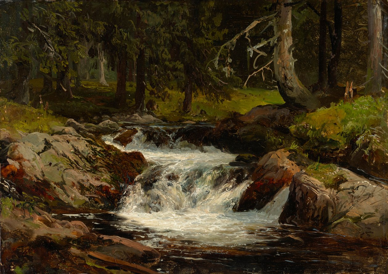 Ribeiro na floresta de Johann Wilhelm Schirmer