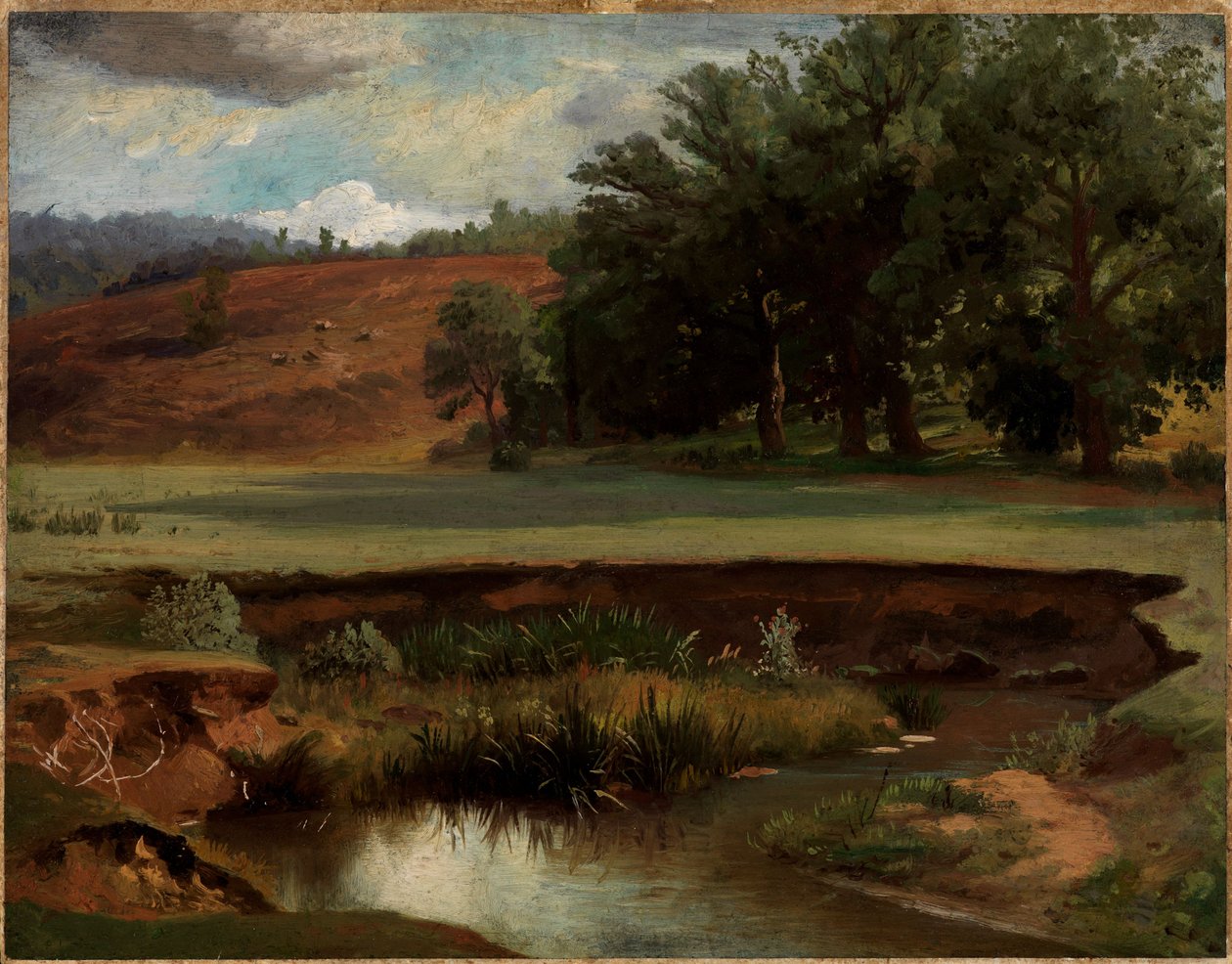 Borda do bosque com um lago em primeiro plano de Johann Wilhelm Schirmer
