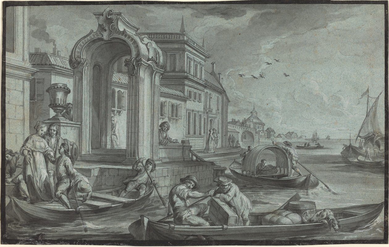 Fantasia veneziana com arco ornamental de Johann Wolfgang Baumgartner
