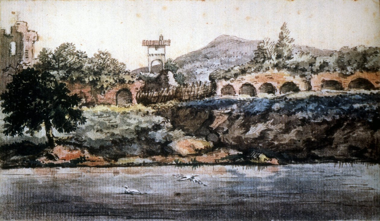 Roma - vista do Tibre, aguarela de Goethe. sd. Século XIX. de Johann Wolfgang von Goethe