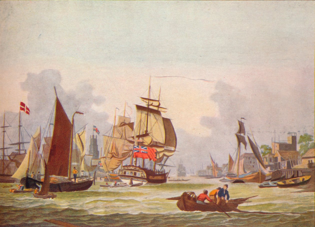 O Tamisa em Limehouse, c1780 de Johann Ziegler