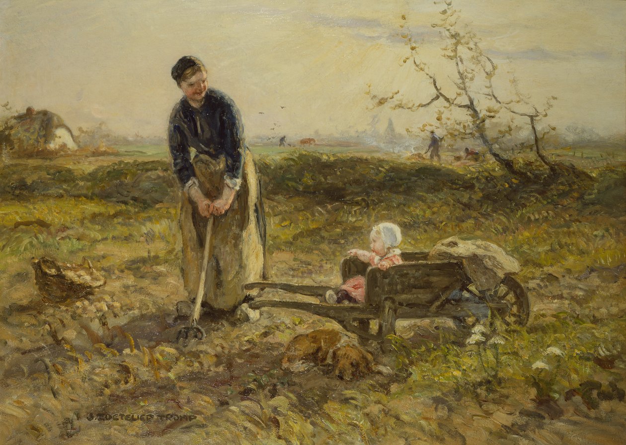 Nos campos com Katia (óleo sobre tela) de Johann Zoetelief Tromp