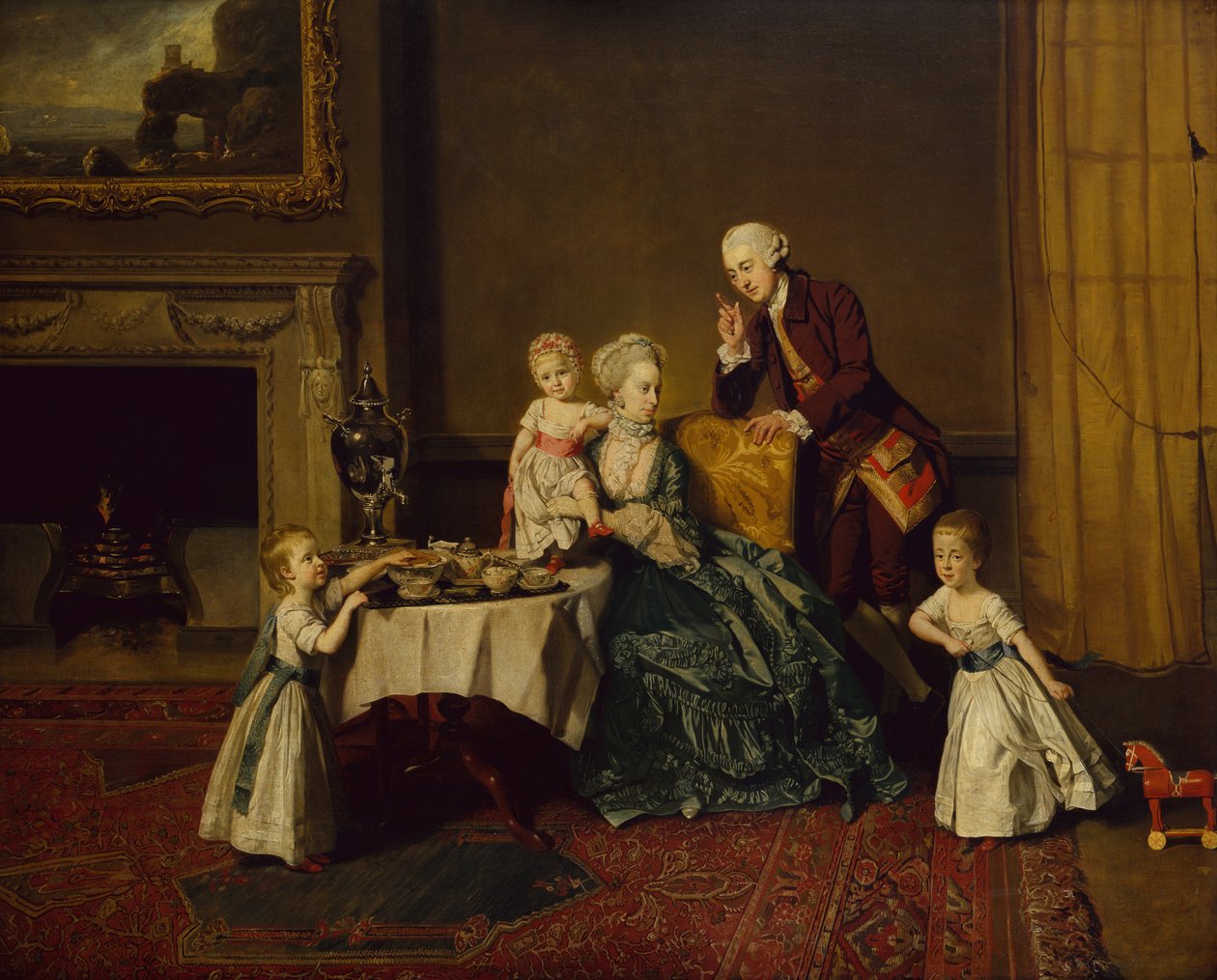 Um retrato de grupo de John 14th Lord Willoughby de Broke e sua família de Johann Zoffany