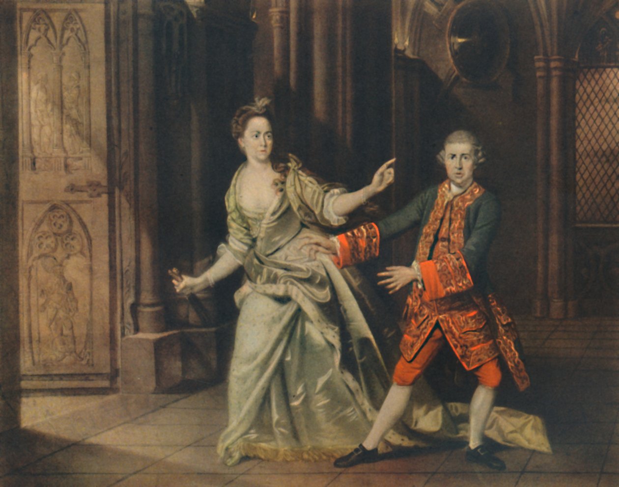 David Garrick e Sra. Pritchard como Macbeth e Lady Macbeth, 1768, 1948. de Johan Joseph Zoffany