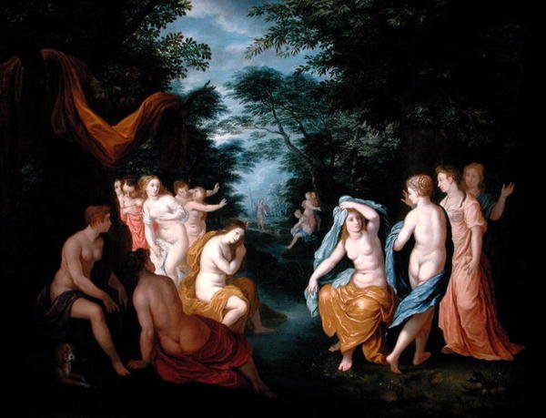 Diana e Acteon (óleo sobre cobre) de Johann or Hans (attr.to) Konig