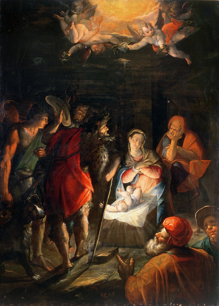 Adoração dos pastores de Johann or Hans von Aachen