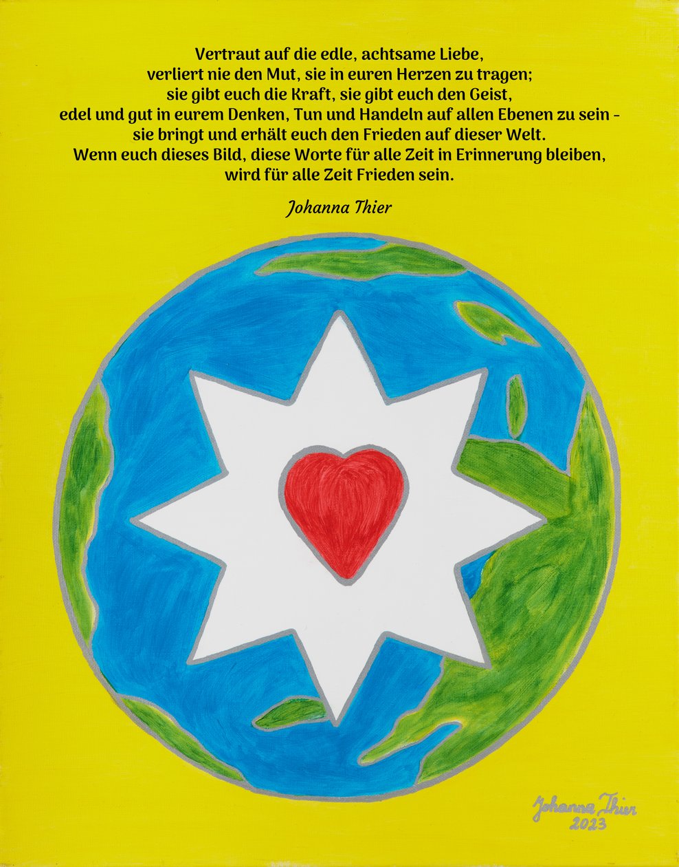 O quadro Rosental com a estrela do amor nobre e consciente para um mundo saudável e pacífico de Johanna Thier