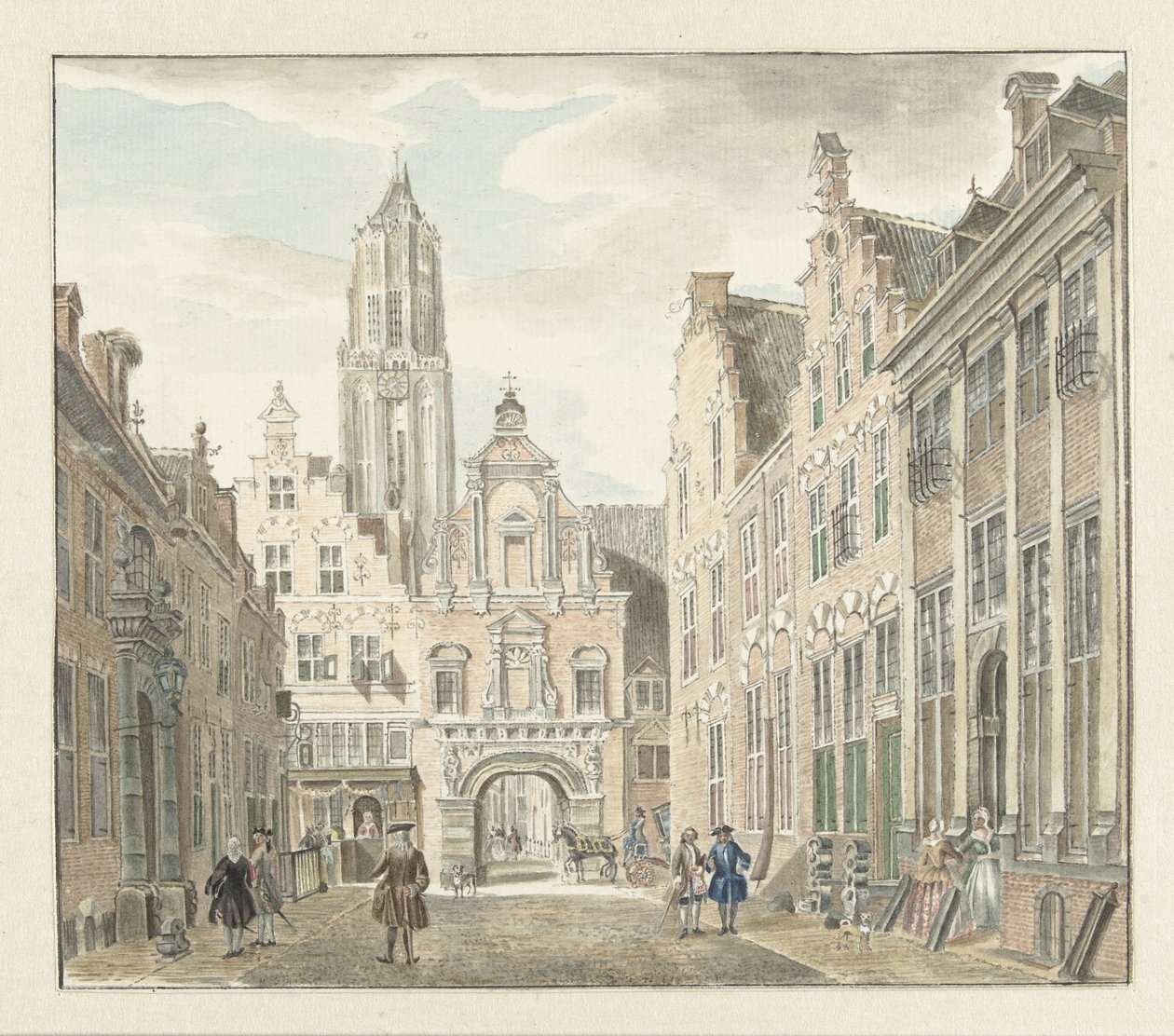 Nieuwstraat em Utrecht com vista para a torre Dom de Johanna de Bruyn