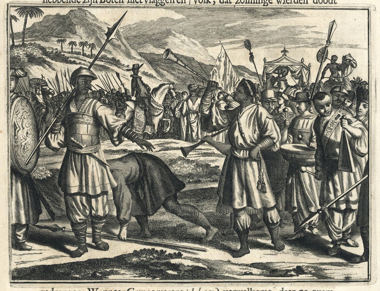 Chegada Vasco da Gamas no Samoryn de Calecute de Johannes Janssonius Waasbergen