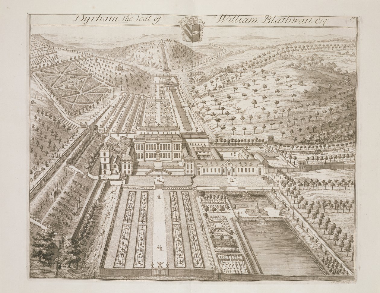 Dyrham Park, a sede de William Blathwayt (c.1649-1717) de Johannes Kip