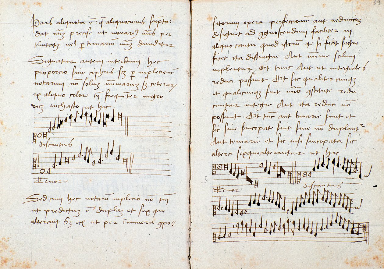 Página de A Musical Theory Book de Johannes Tinctoris de Johannes (c.1435 1511) Tinctoris