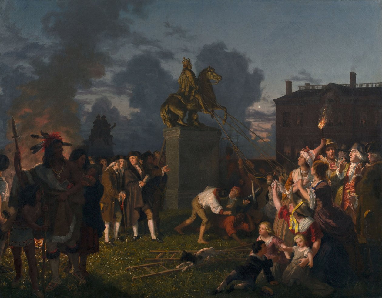 Derrubando a estátua do Rei George III, N.Y.C. de Johannes Adam Simon Oertel